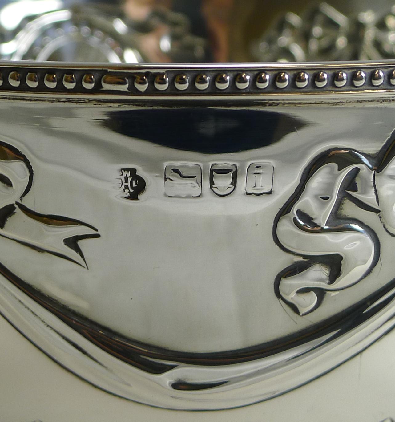 Early 20th Century Antique English Sterling Silver Bowl by William Hutton, 1904