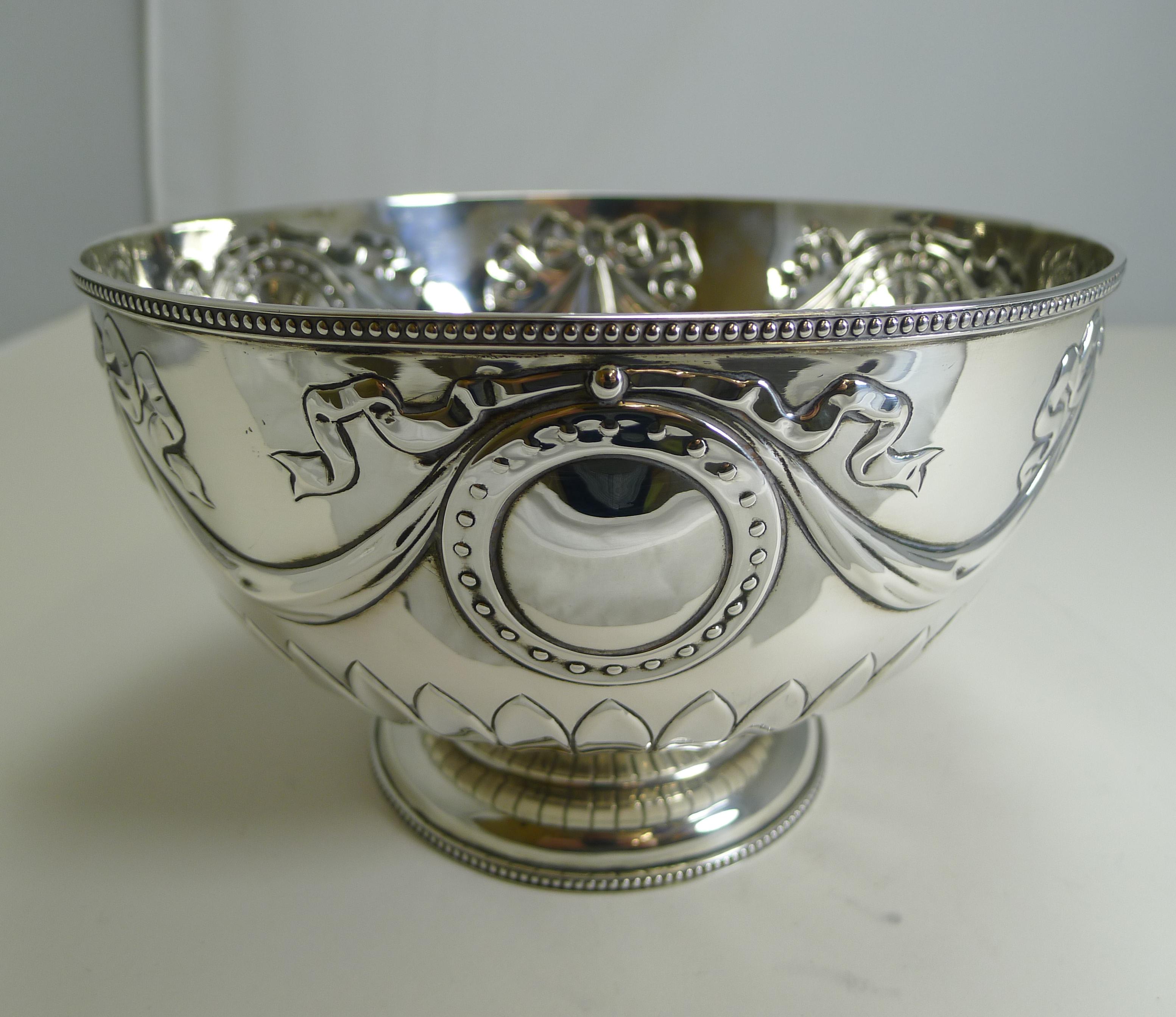 Antique English Sterling Silver Bowl by William Hutton, 1904 1