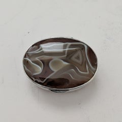 Antike englische Schnupftabakdose aus Sterlingsilber und Achat von Hilliard & Thomason - 1902