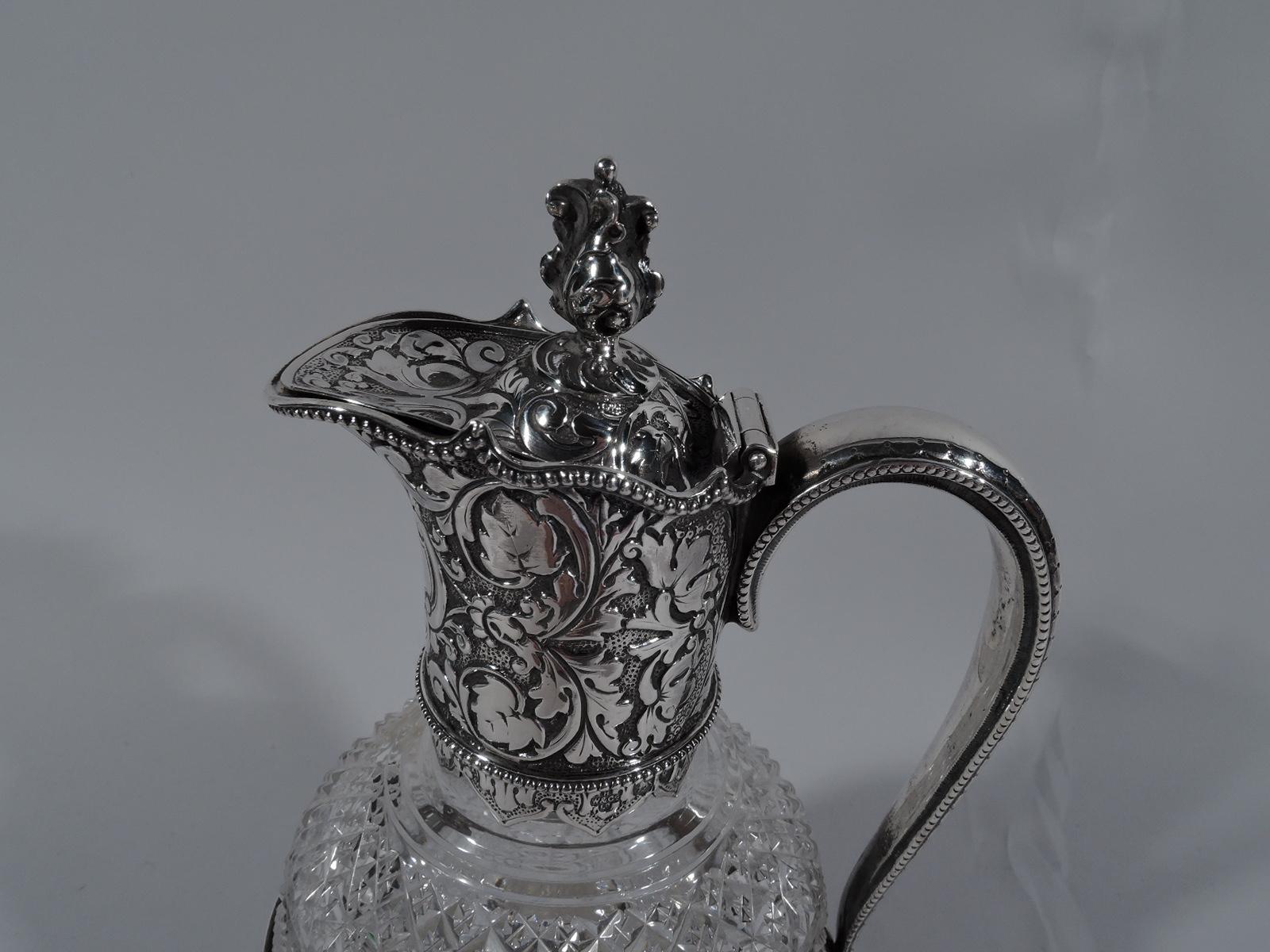 Victorian Antique English Sterling Silver and Brilliant-Cut Glass Decanter