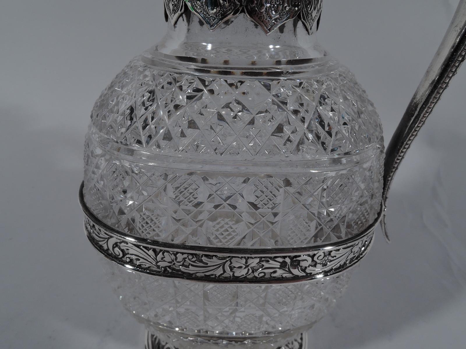 Late 19th Century Antique English Sterling Silver and Brilliant-Cut Glass Decanter