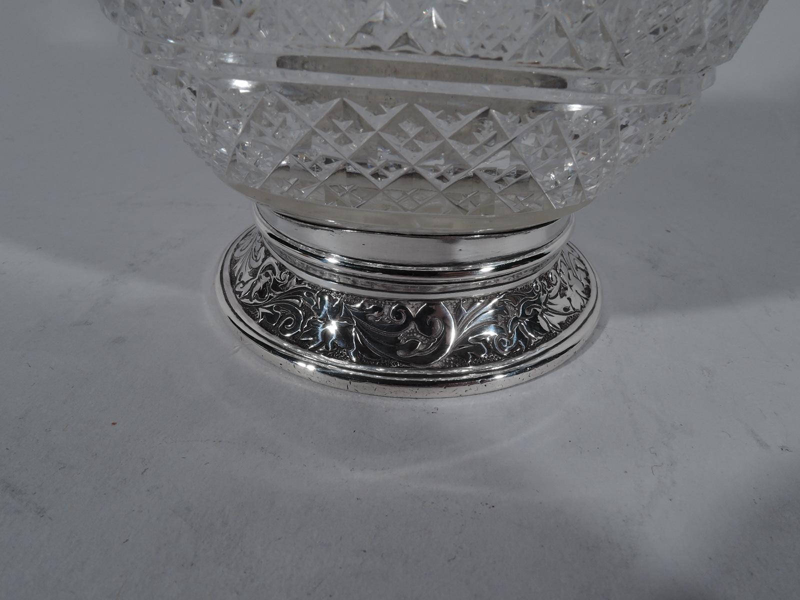 Antique English Sterling Silver and Brilliant-Cut Glass Decanter 1