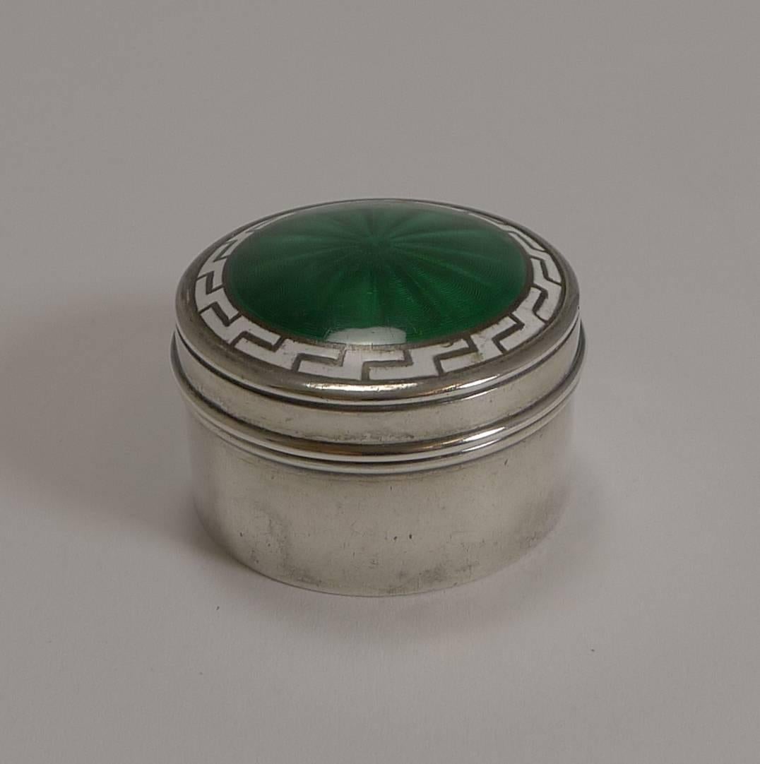 Edwardian Antique English Sterling Silver and Enamel Box