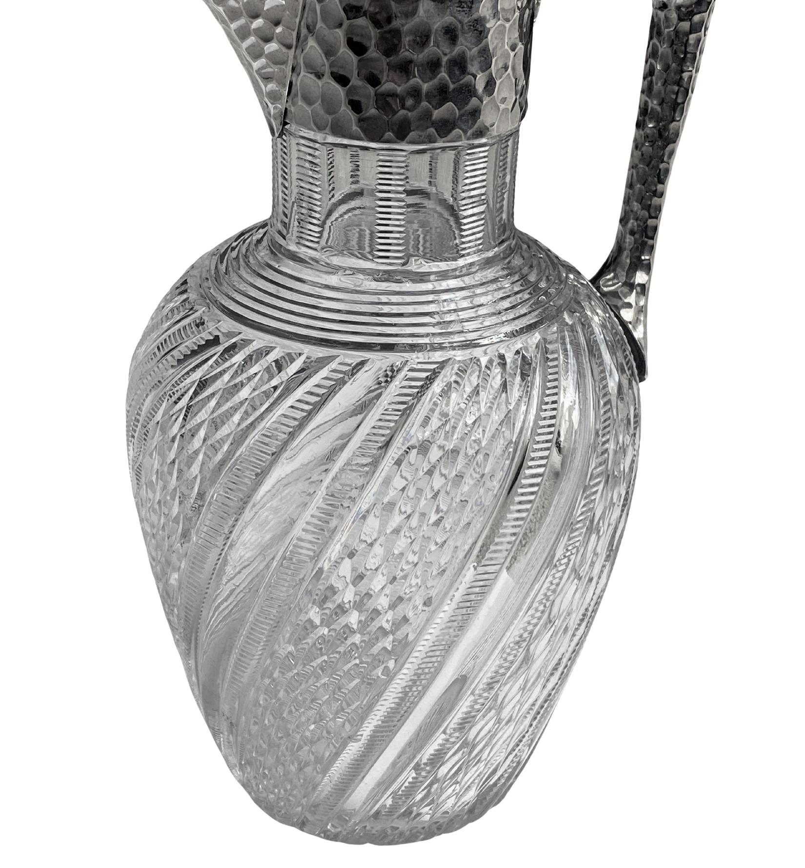 Antique English Sterling Silver and Glass Claret Jug John Grinsell For Sale 3