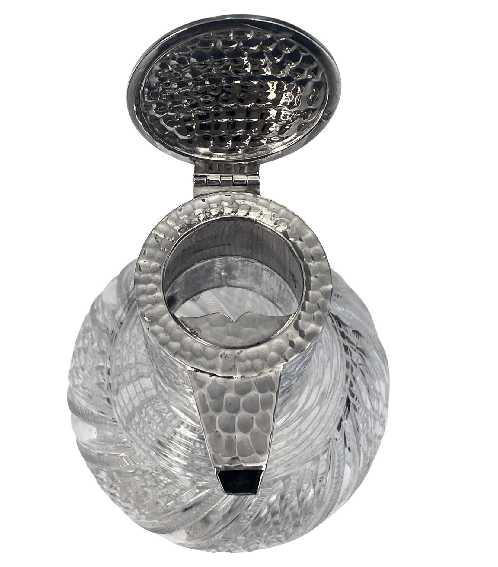 Antique English Sterling Silver and Glass Claret Jug John Grinsell For Sale 4