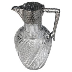 Antique English Sterling Silver and Glass Claret Jug John Grinsell