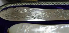 Antique English Sterling Silver and Mother-of-Pearl Fish Servers, 1895