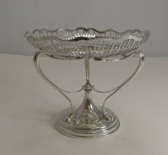 Antique English Sterling Silver Art Nouveau Reticulated Tazza / Bowl / Comport