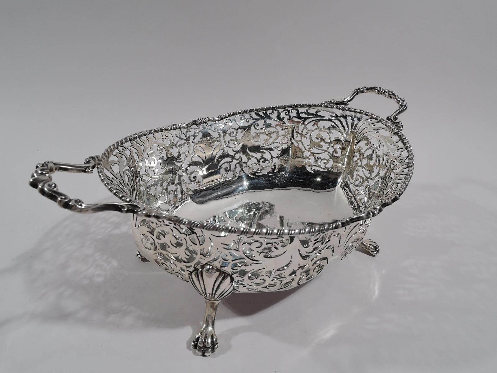 Edwardian Antique English Sterling Silver Basket Bowl by Mappin & Webb