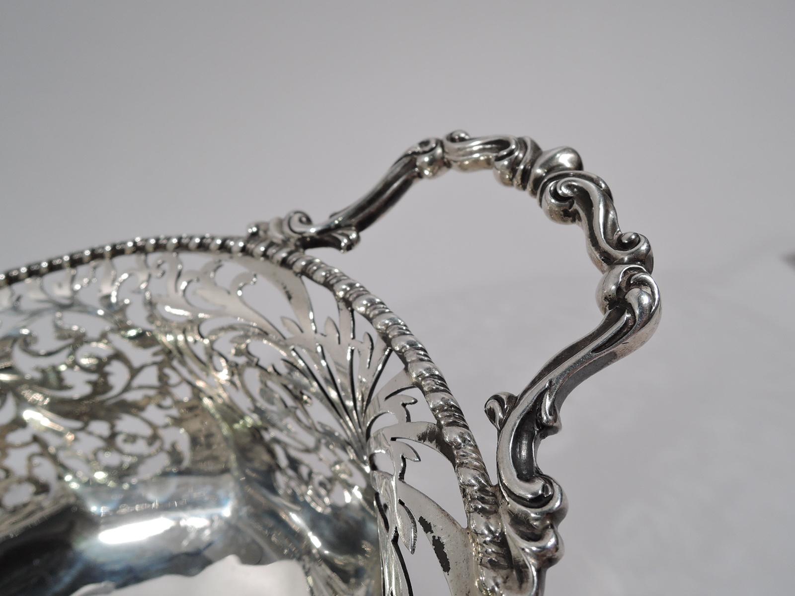 Antique English Sterling Silver Basket Bowl by Mappin & Webb In Excellent Condition In New York, NY