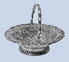 Antique English Sterling Silver Basket London 1888 Charles Stuart Harris