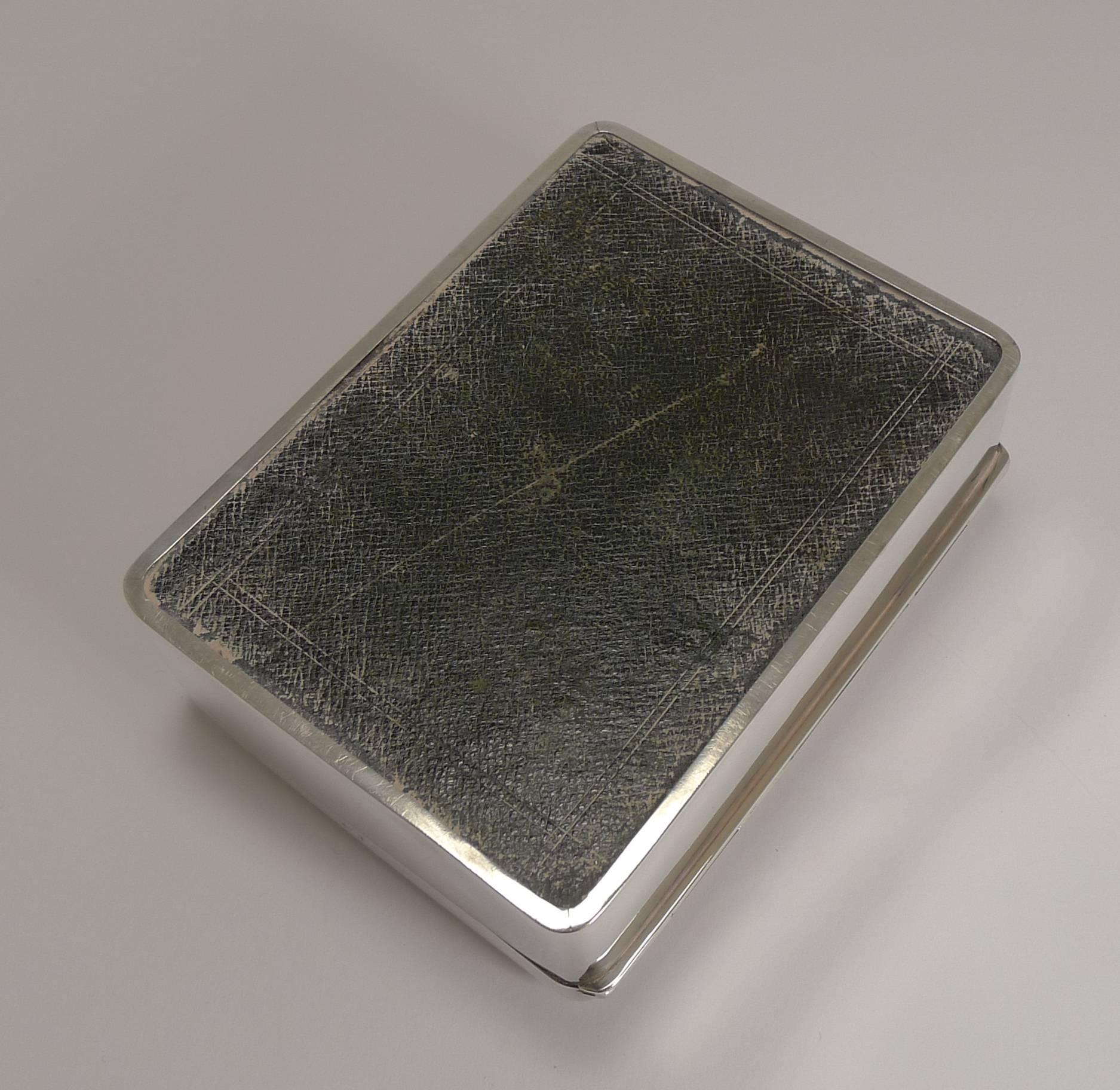 Early 20th Century Antique English Sterling Silver Bridge / Playing Card Box, 1903