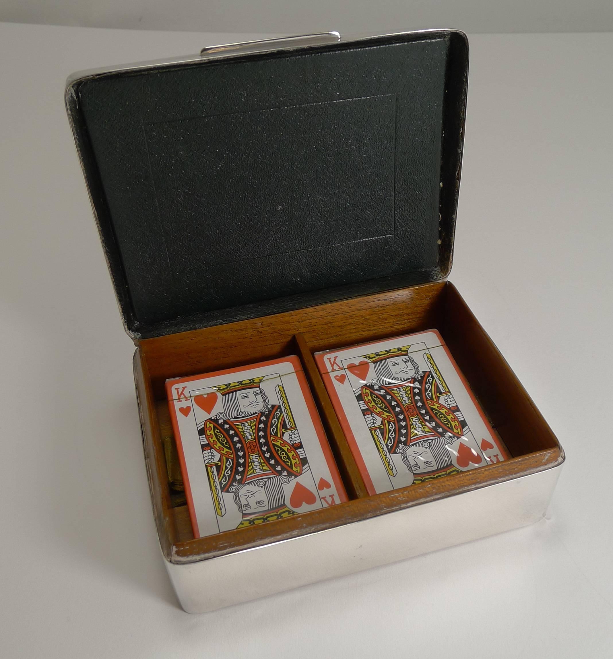 Antique English Sterling Silver Bridge / Playing Card Box, 1903 1