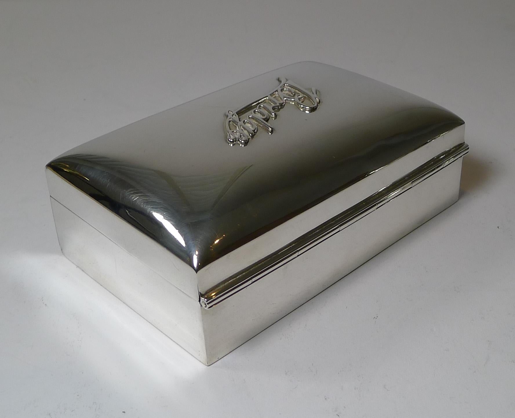 Edwardian Antique English Sterling Silver Bridge / Playing Card Box, 1904