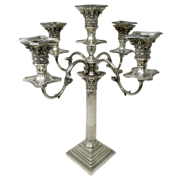 Antique English Sterling Silver Candlestick Candelabra Edwardian Barker
