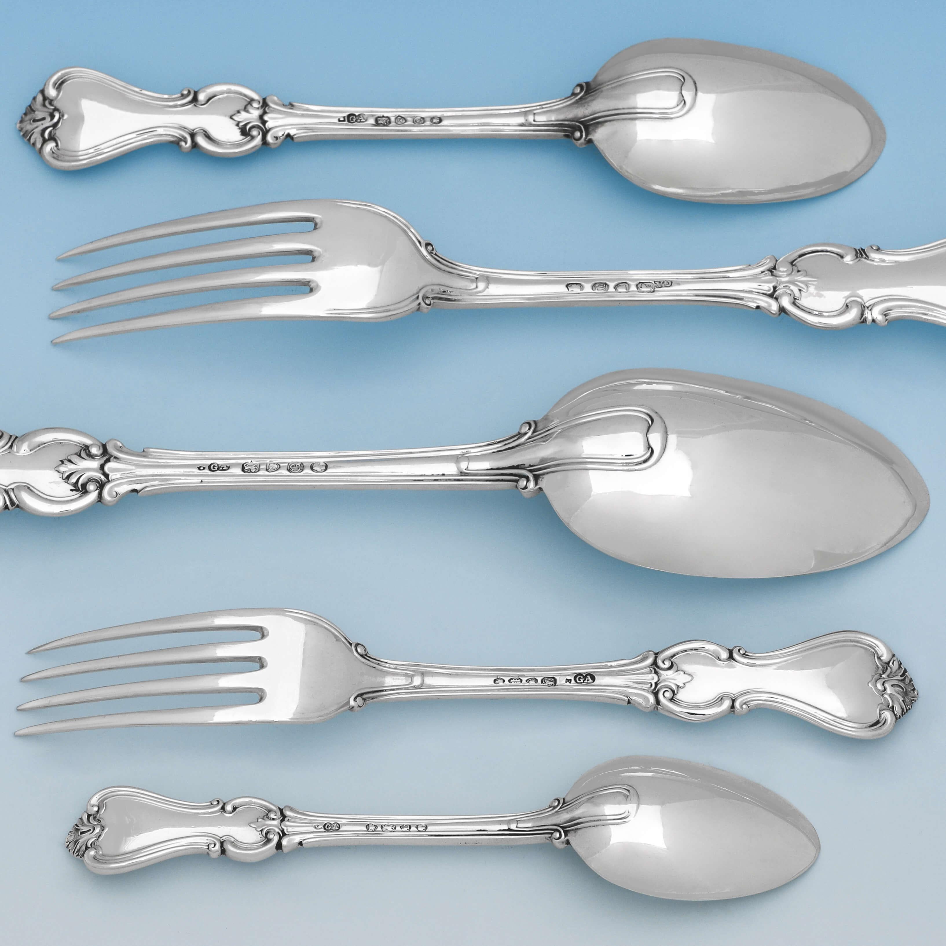 Victorian Antique English Sterling Silver Canteen of Cutlery / Flatware - Albert Pattern For Sale