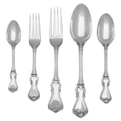 Antikes englisches Besteckset aus Sterlingsilber mit Besteck-/Besteckset im Albert-Muster