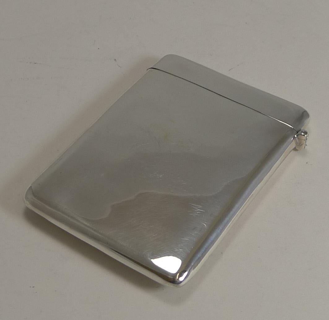 Antique English Sterling Silver Card Case, Angels, 1898 In Good Condition In Bath, GB