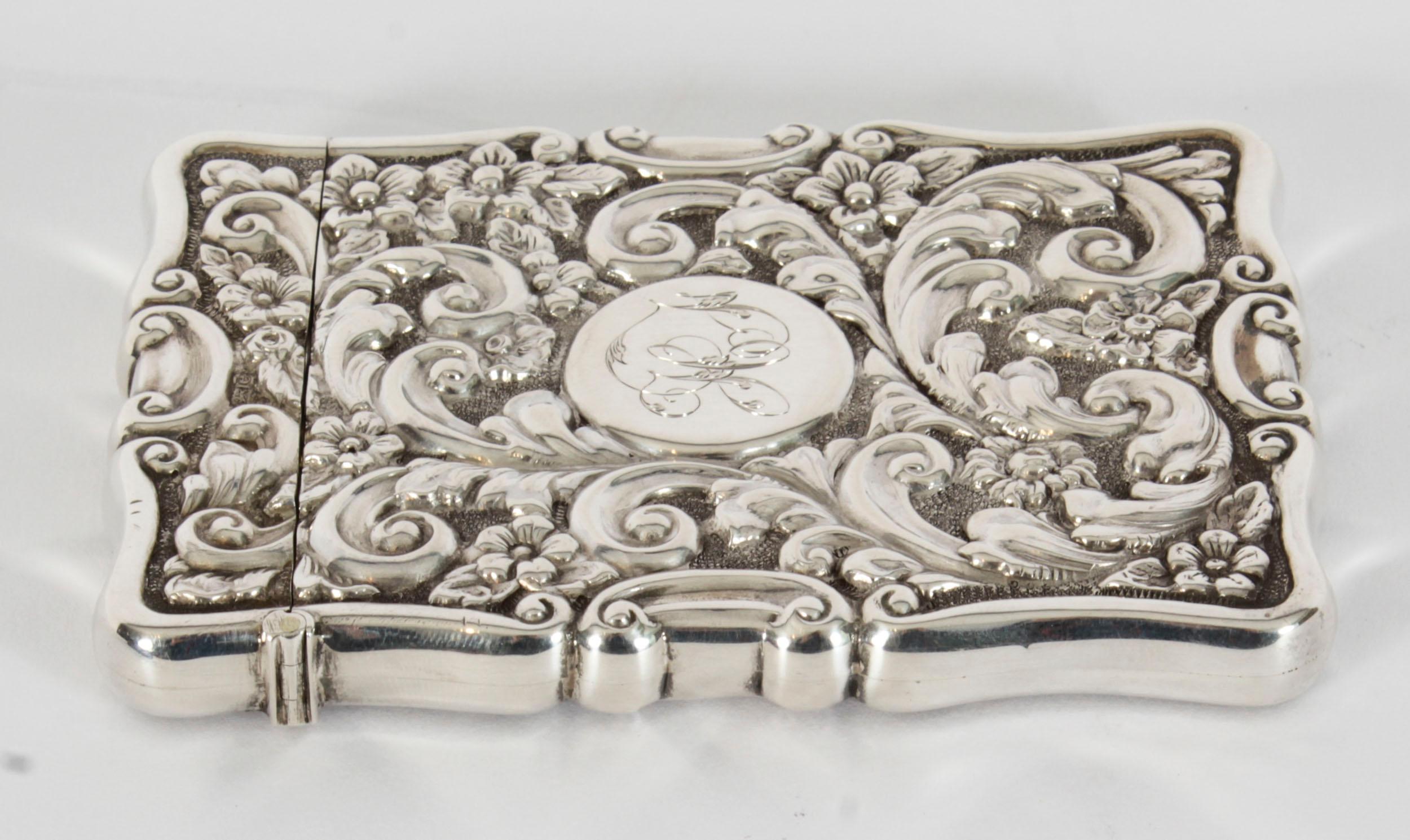Antique English Sterling Silver Card Case Mappin & Webb 1904 For Sale 6
