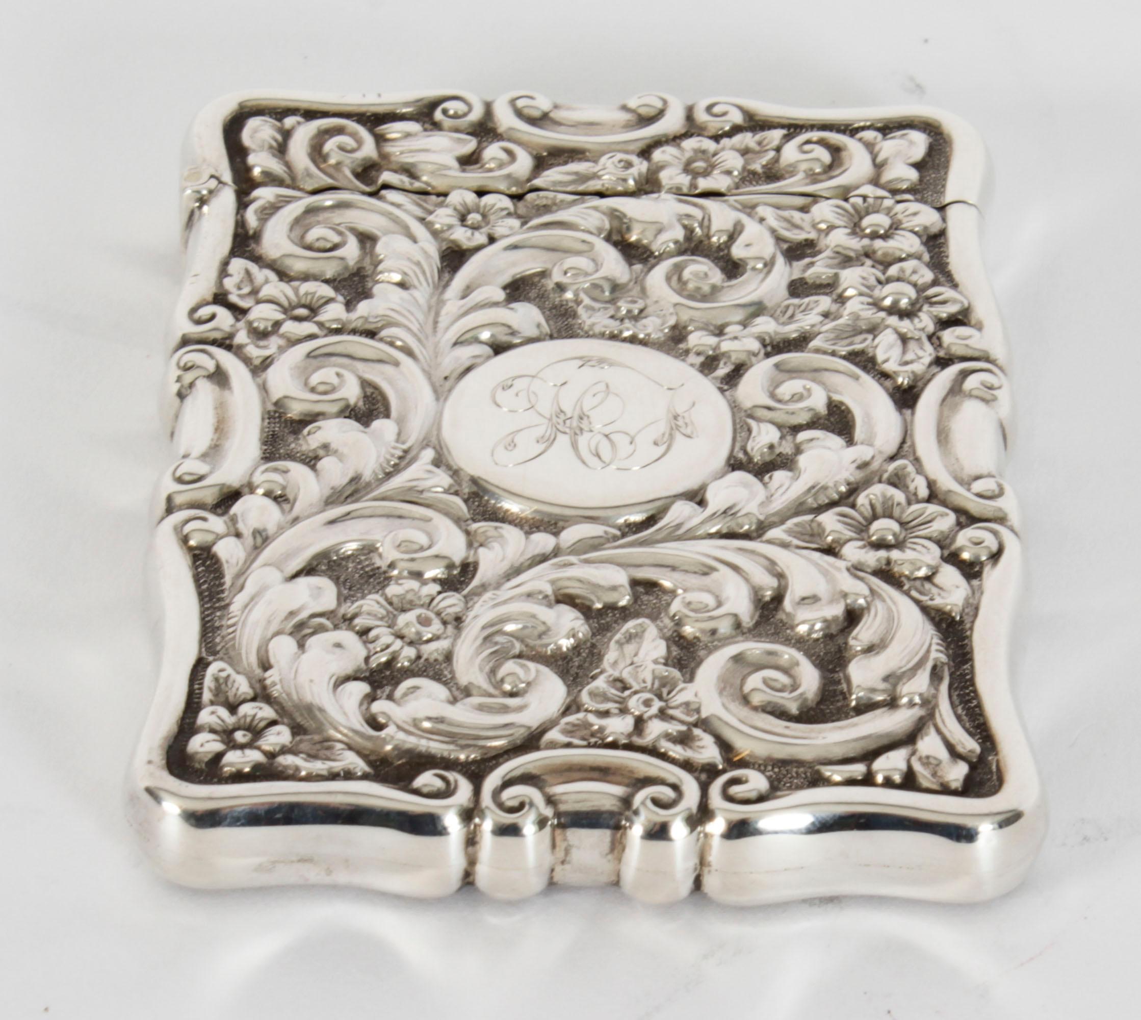 Antique English Sterling Silver Card Case Mappin & Webb 1904 For Sale 7