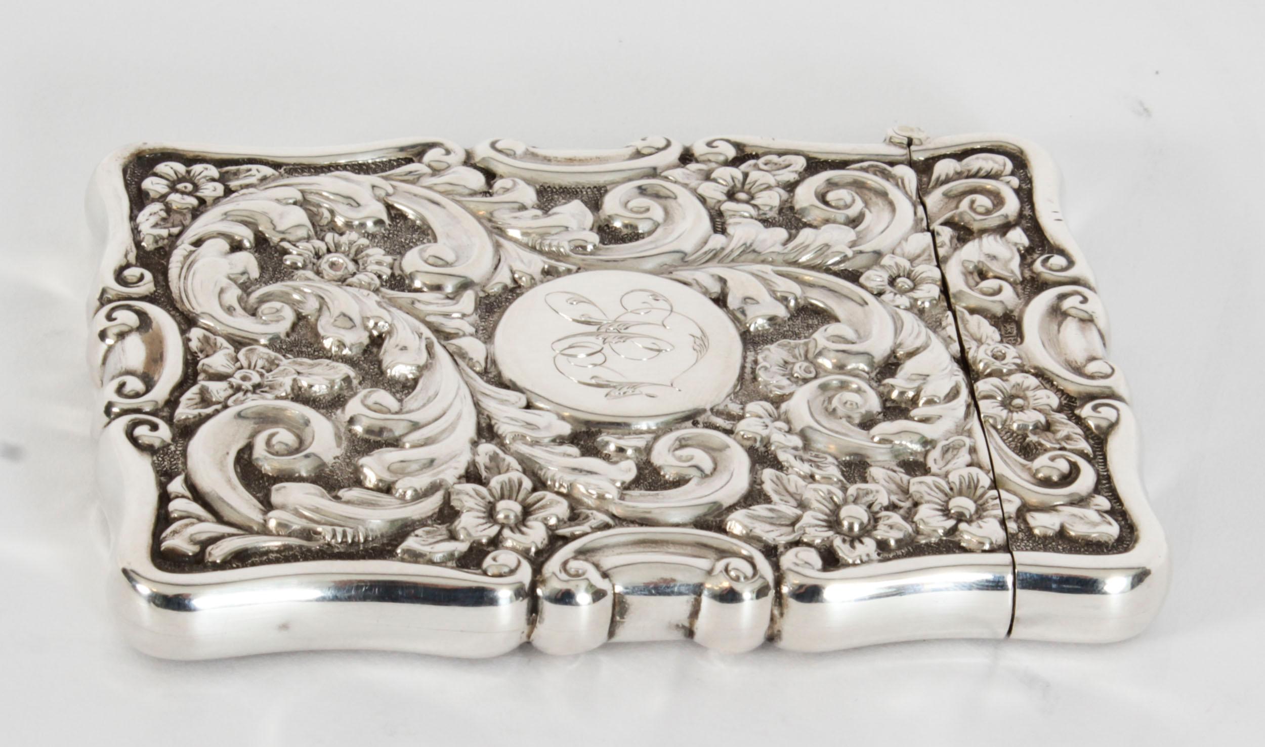 Antique English Sterling Silver Card Case Mappin & Webb 1904 For Sale 8
