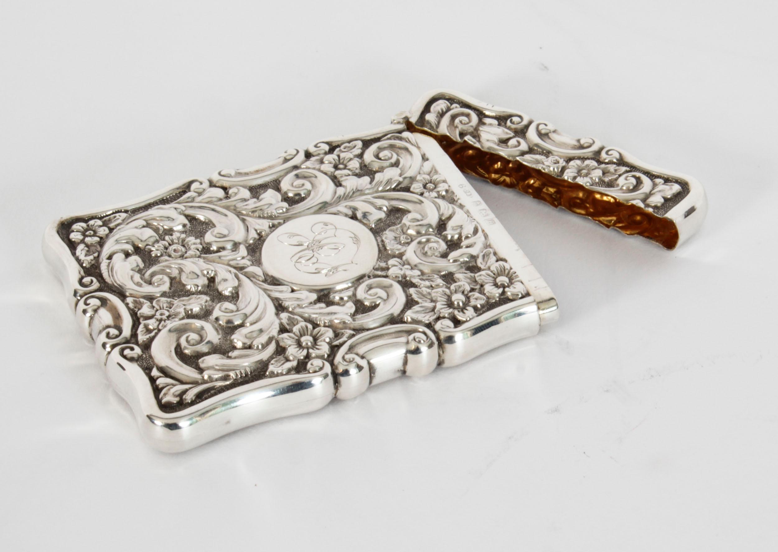 Antique English Sterling Silver Card Case Mappin & Webb 1904 For Sale 9