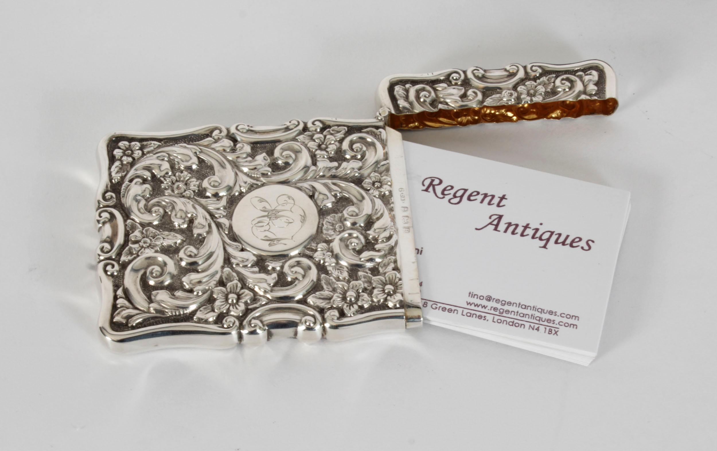 Antique English Sterling Silver Card Case Mappin & Webb 1904 For Sale 12