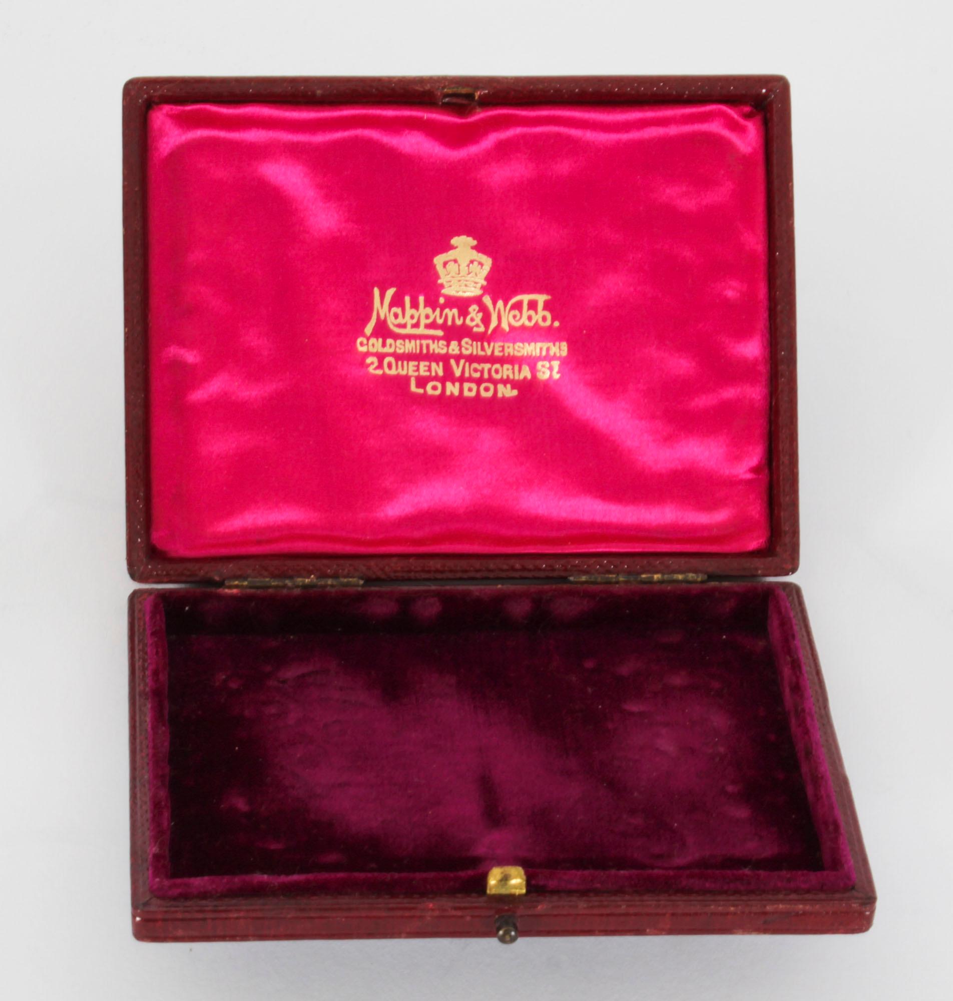Antique English Sterling Silver Card Case Mappin & Webb 1904 For Sale 1