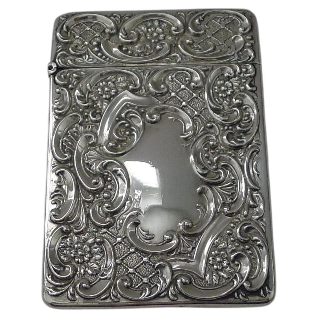 Antique English Sterling Silver Card Case - Victorian - 1899