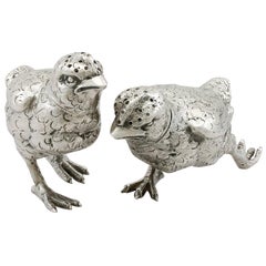 Antique English Sterling Silver Chick Pepperettes, 1922