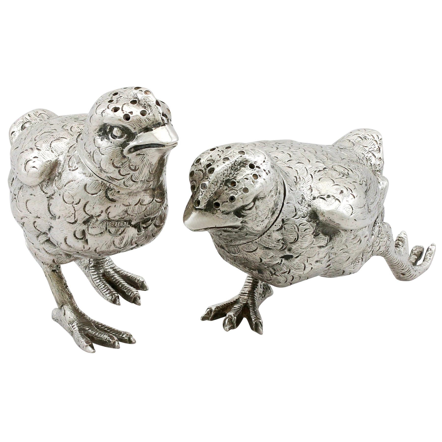 Antique English Sterling Silver Chick Pepperettes, 1922