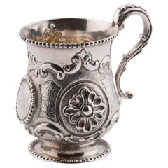 Antike englische Sterling-Silber-Taufschale, 1858