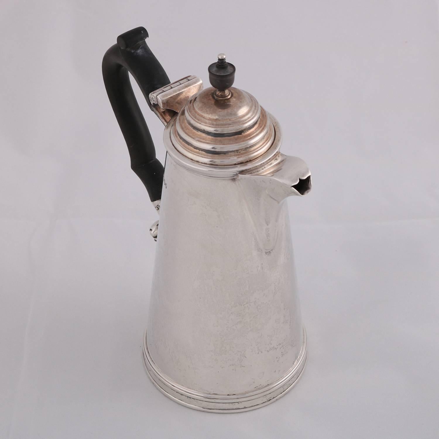 Antique English Sterling Silver Coffee Pot by James Dixon & Sons, circa 1909 1