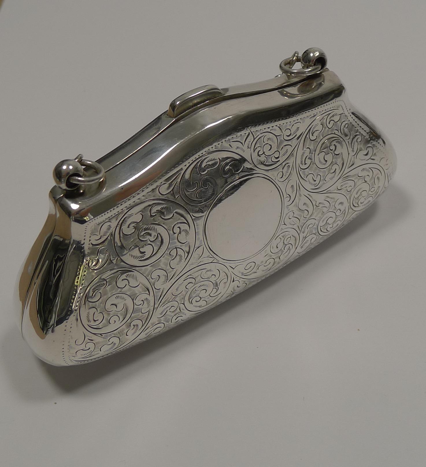 Edwardian Antique English Sterling Silver Coin Purse, 1913