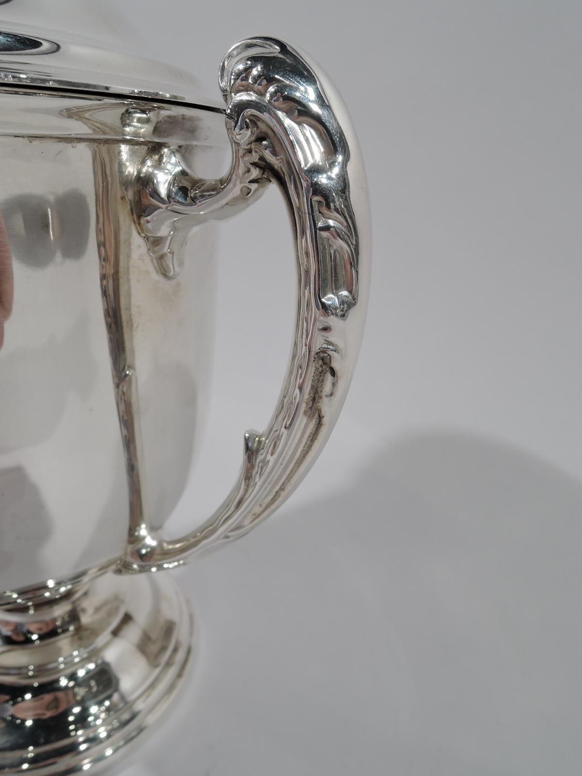 Antique English Sterling Silver Covered Amphora Trophy Cup In Excellent Condition In New York, NY