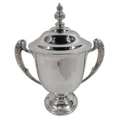 Antique English Sterling Silver Covered Amphora Trophy Cup