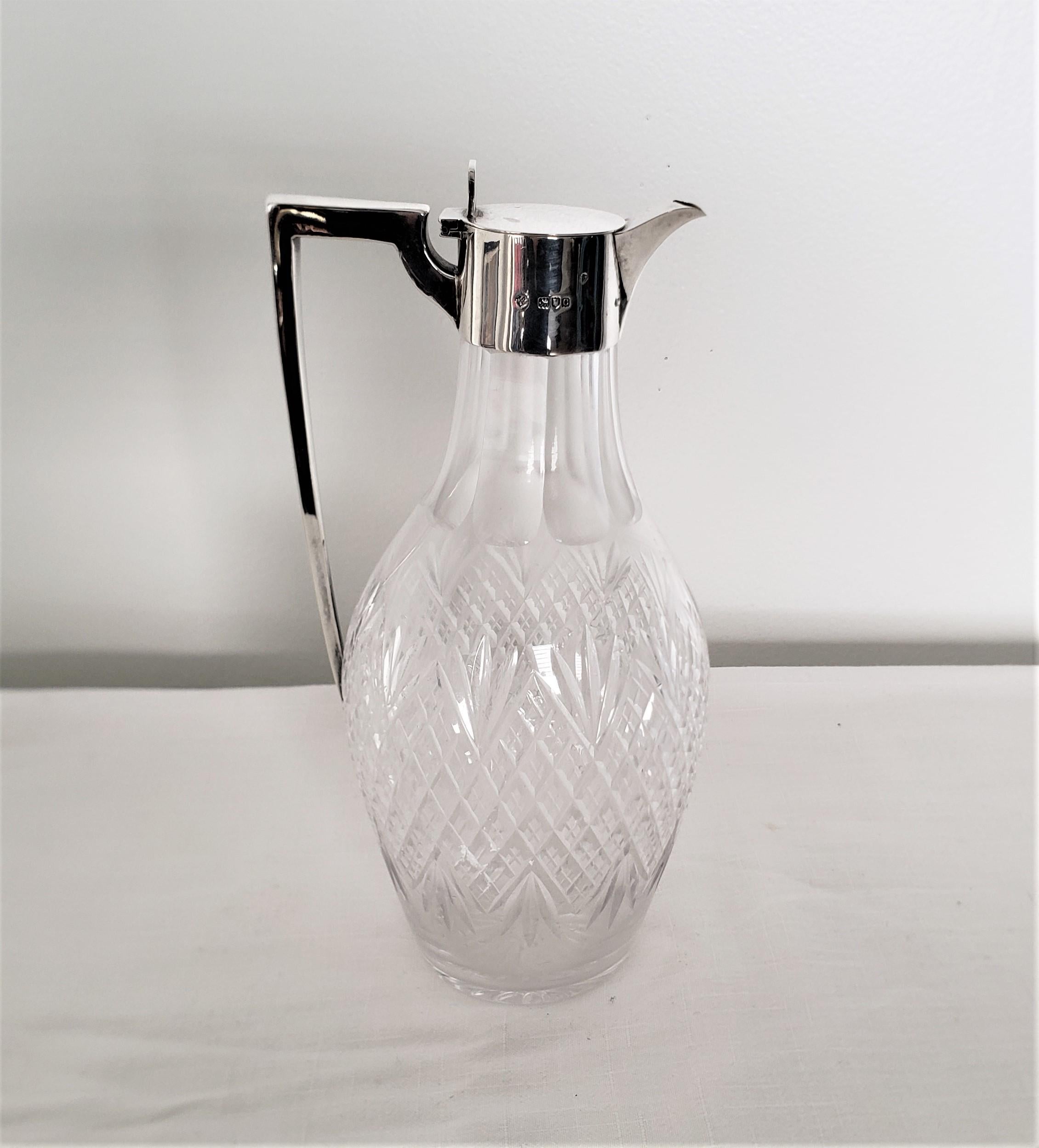 Antique English Sterling Silver & Cut Glass Claret Jug or Pitcher In Good Condition For Sale In Hamilton, Ontario