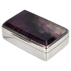 Antique English Sterling Silver and Derbyshire Spar or Bluejohn Snuff Box