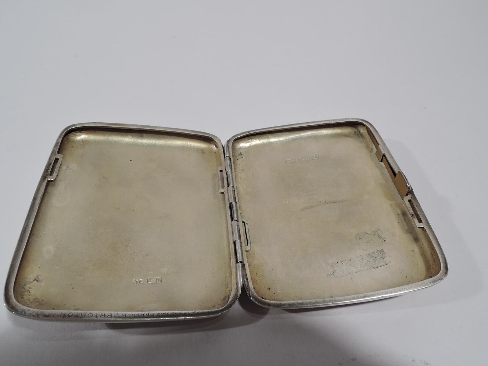 Antique English Sterling Silver and Enamel Steeplechase Cigarette Case In Excellent Condition In New York, NY