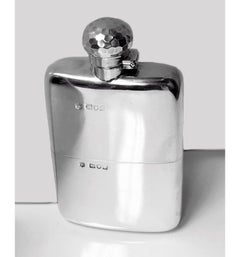 Antique English Sterling Silver flask, London 1900, Drew and Sons