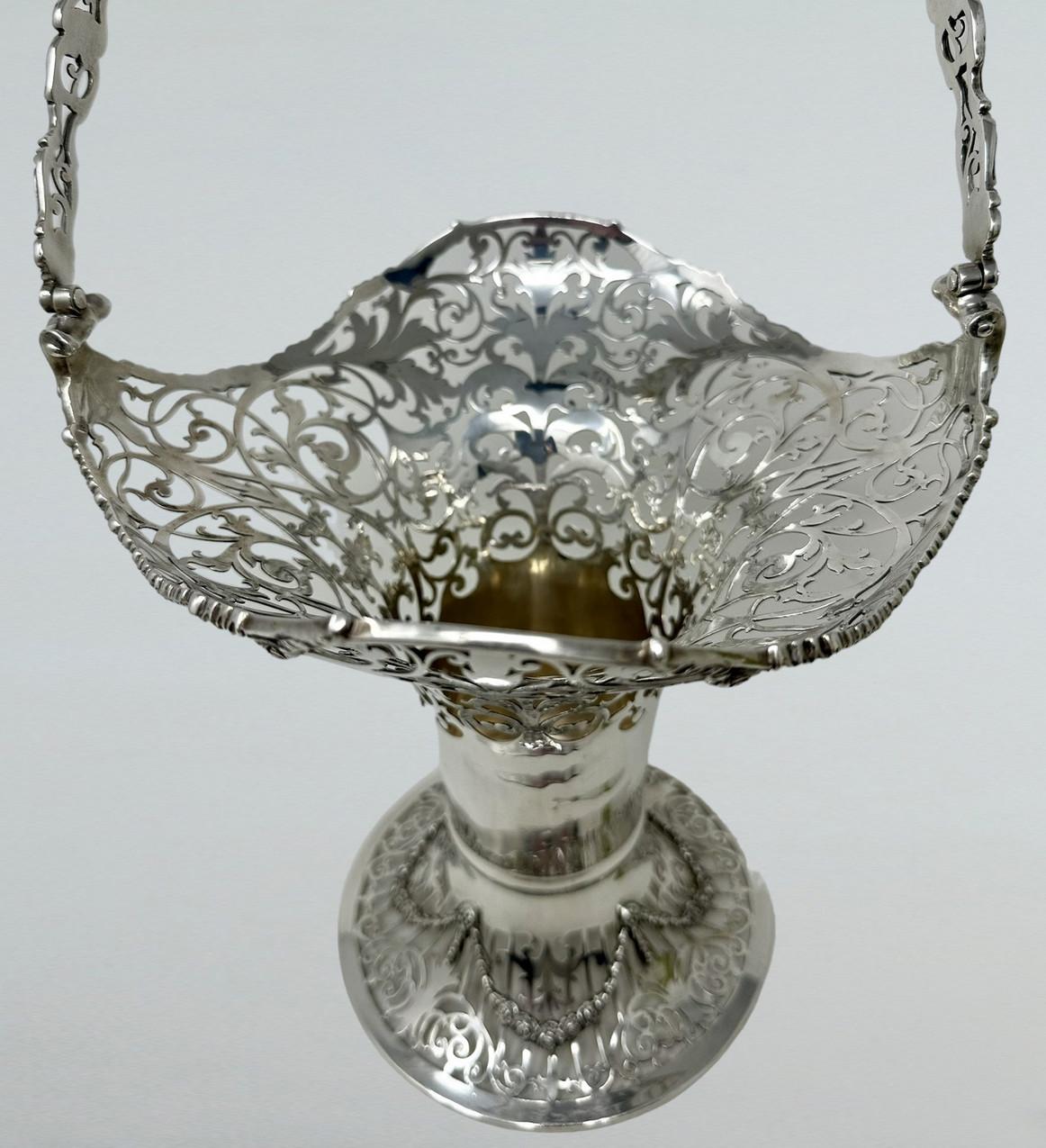 Antique English Sterling Silver Fruit Basket Bowl Centerpiece Mappin Webb 1913  For Sale 5