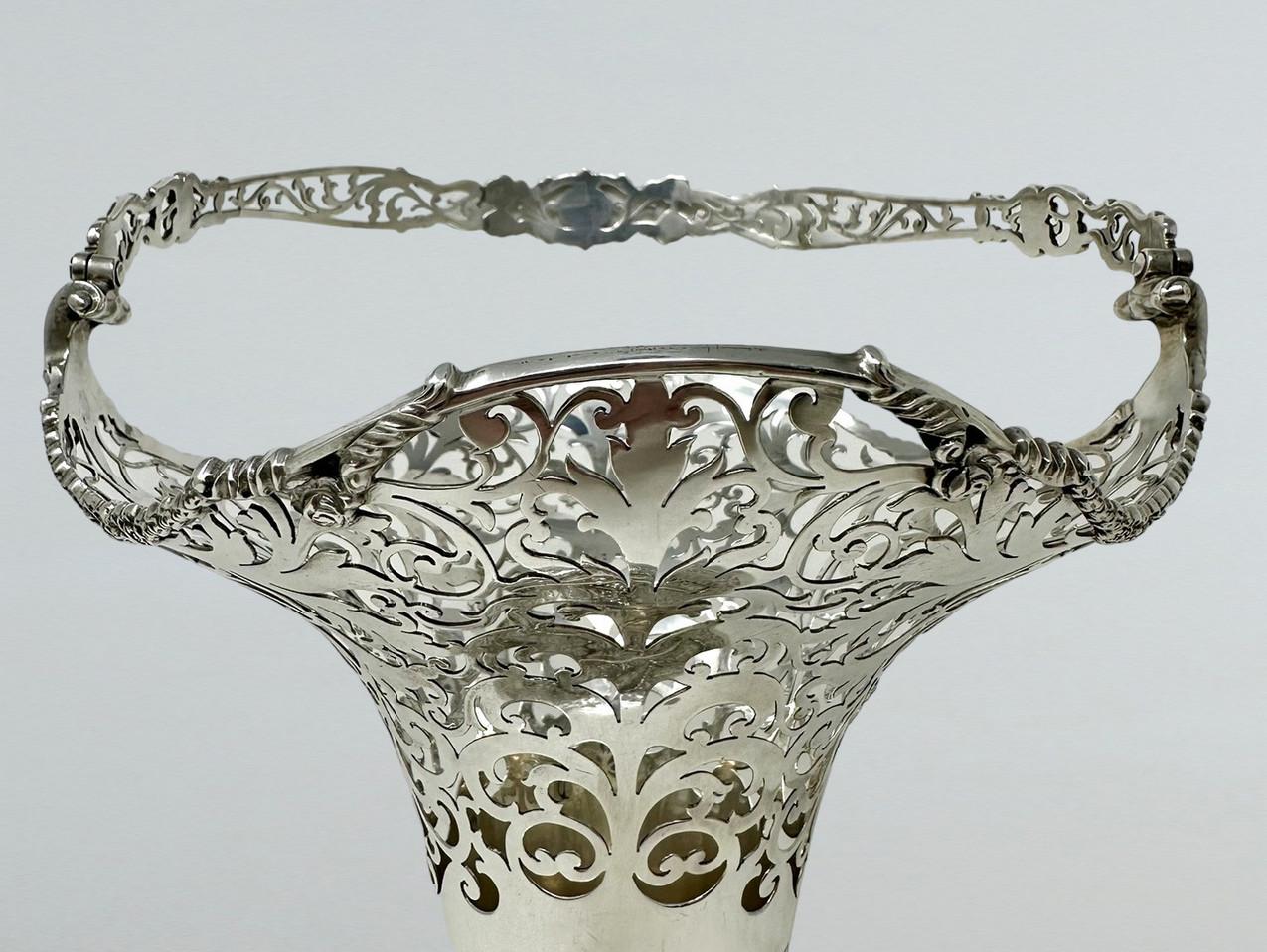 19th Century Antique English Sterling Silver Fruit Basket Bowl Centerpiece Mappin Webb 1913  For Sale