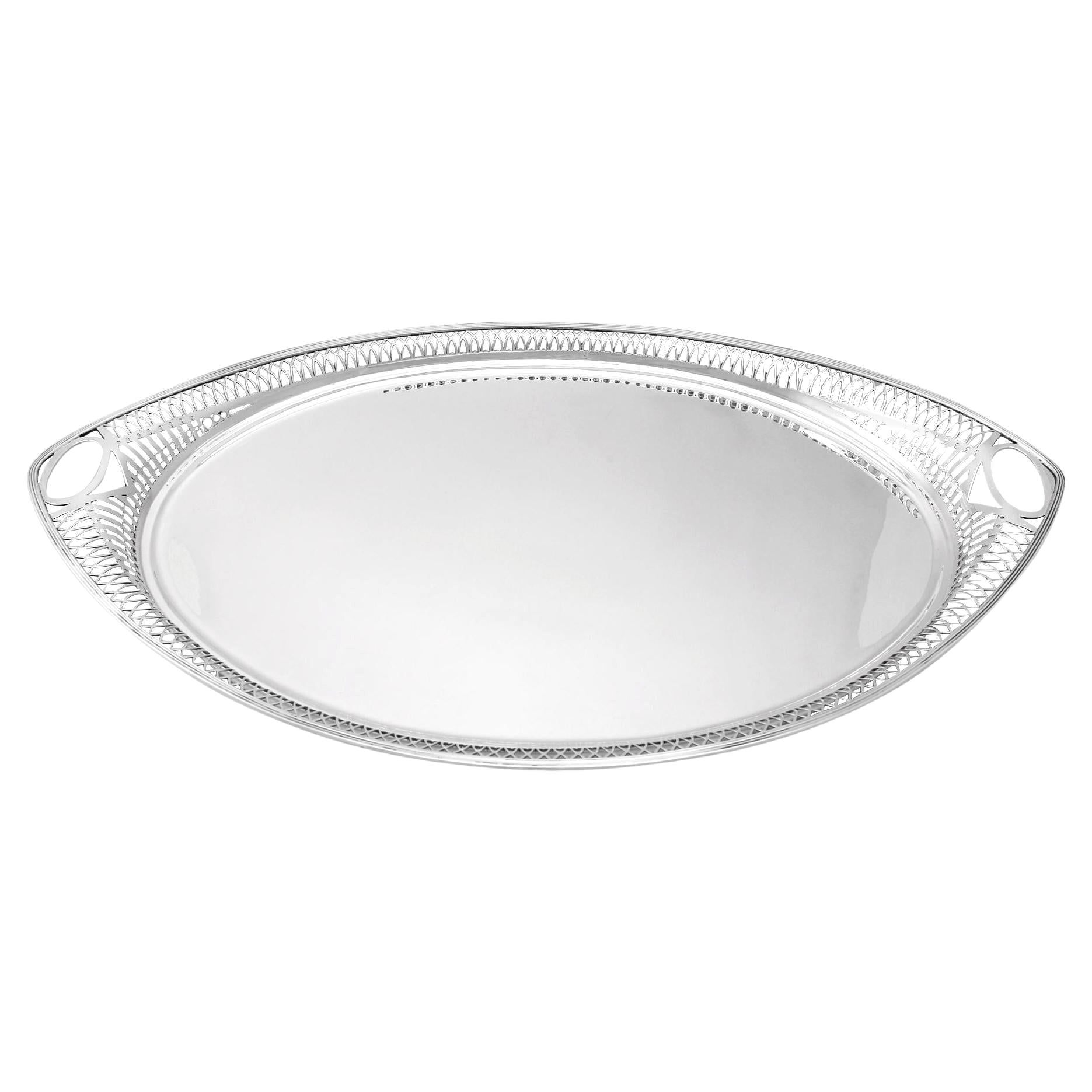 Antique English Sterling Silver Galleried Tea Tray