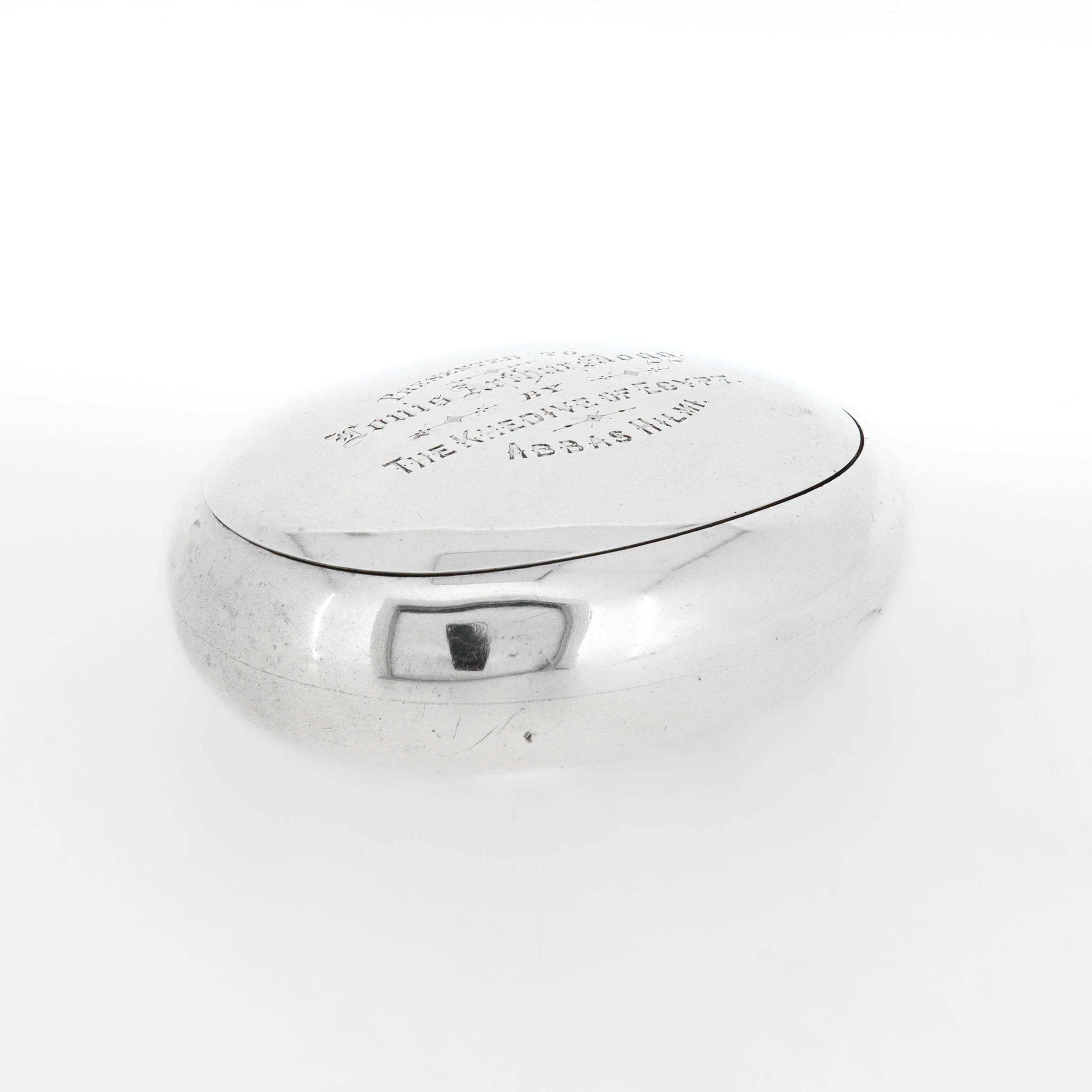 Britannico Antica scatola da regalo inglese in argento sterling commissionata da Kehdive Abbas Hilmi II in vendita