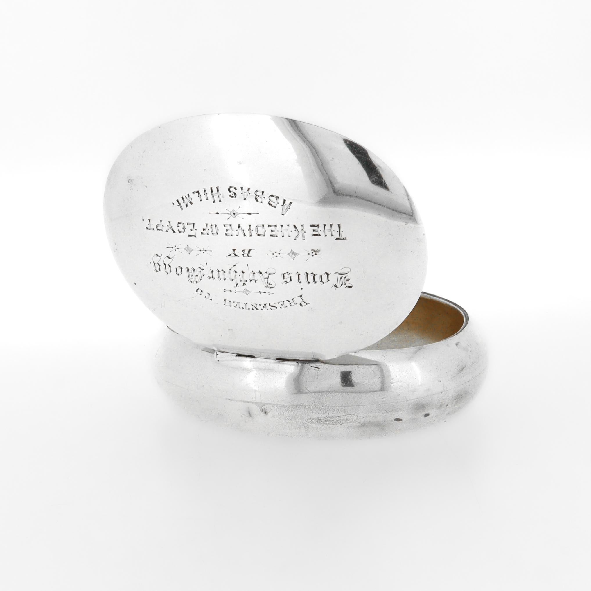 Inciso Antica scatola da regalo inglese in argento sterling commissionata da Kehdive Abbas Hilmi II in vendita