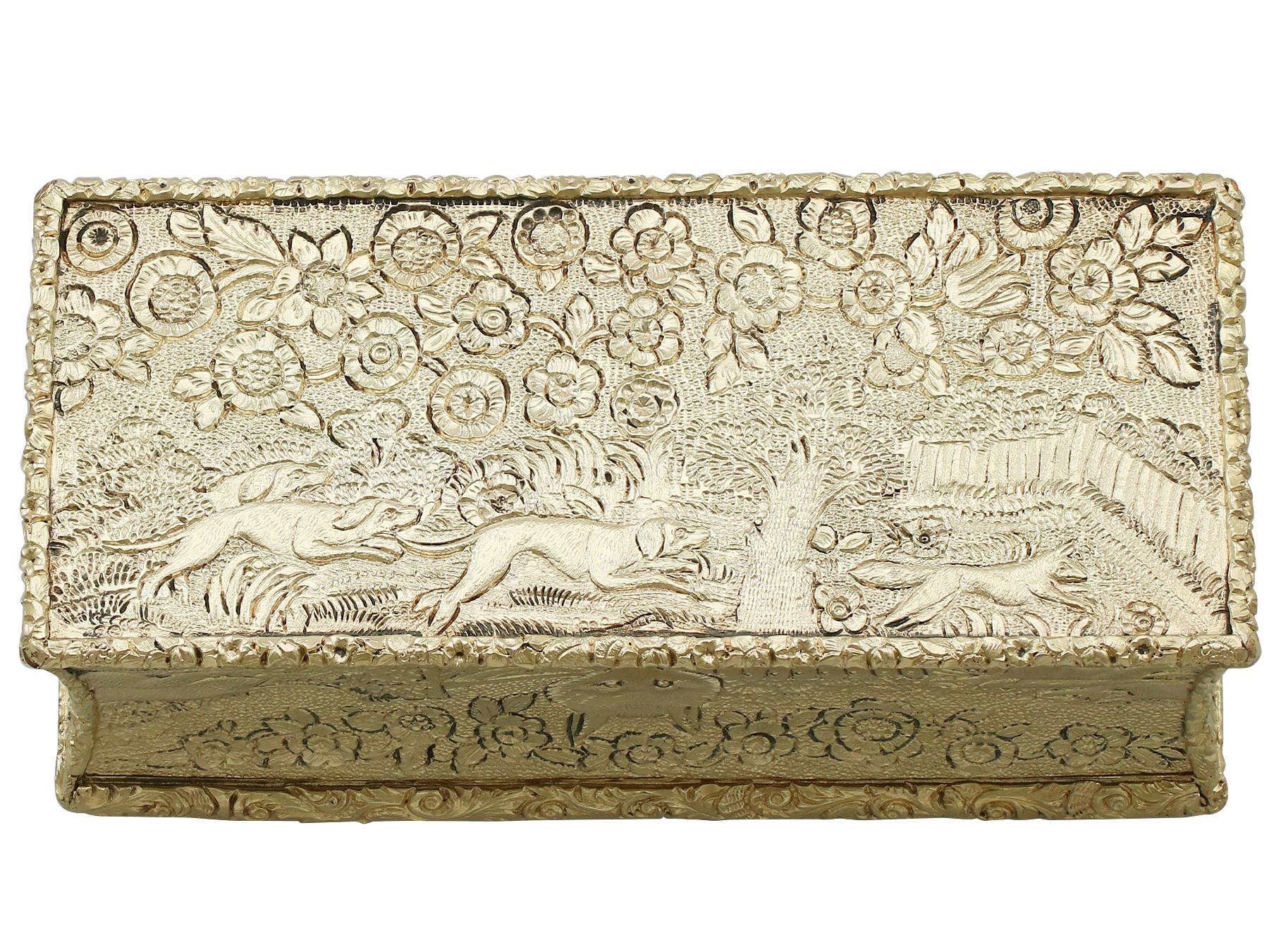 George IV Antique English Sterling Silver Gilt Snuff Box 1824