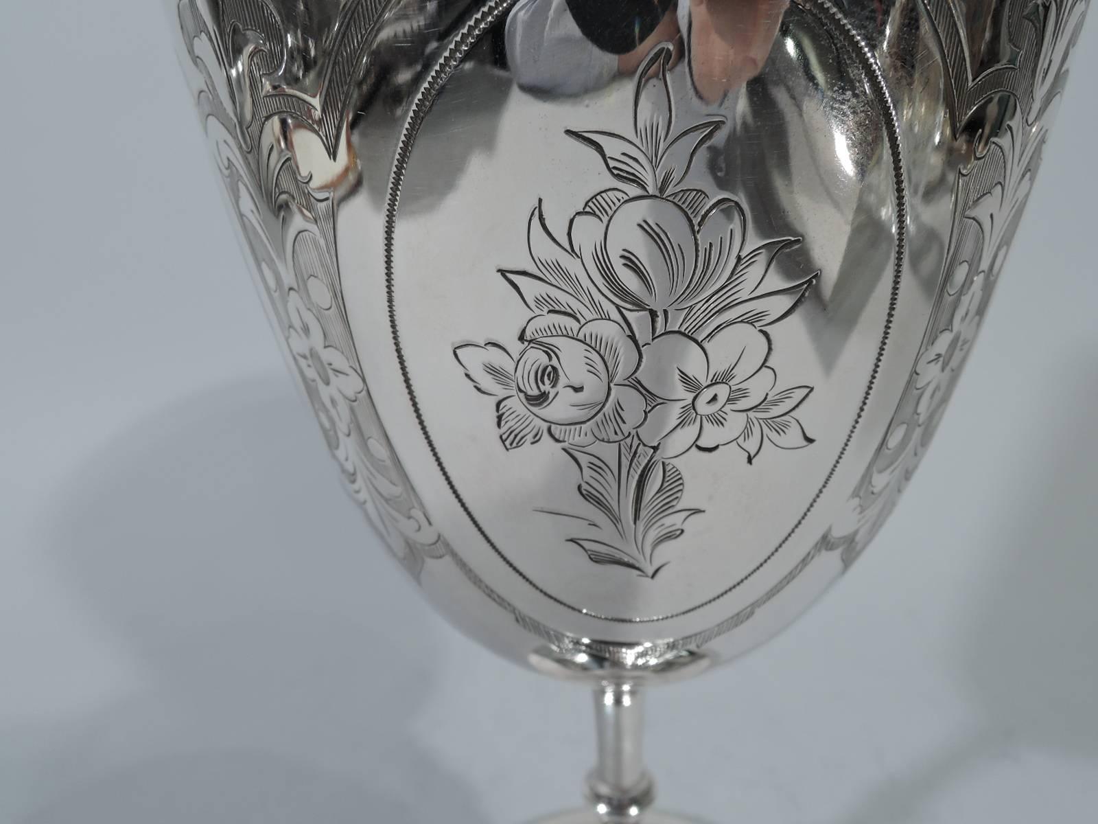 Antique English Sterling Silver Goblet with Flowers In Excellent Condition In New York, NY