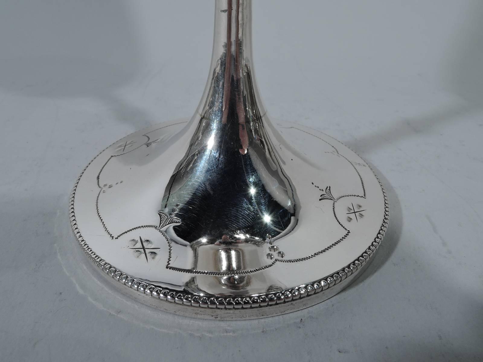 Late 19th Century Antique English Sterling Silver Goblet with Flowers