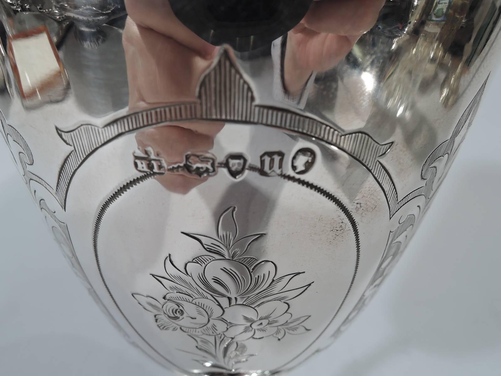 Antique English Sterling Silver Goblet with Flowers 1