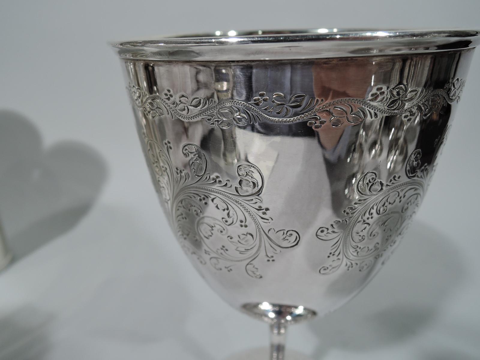 Antique English Sterling Silver Goblet with Romantic Hearts In Excellent Condition In New York, NY